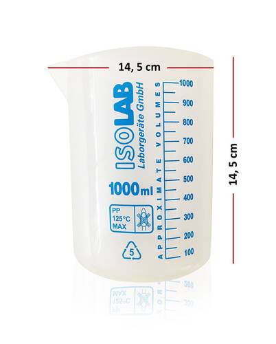 ISOLAB 1000ml Ölçü Kabı Beher Mavi Skala