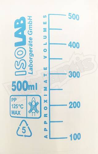 ISOLAB 500ml Ölçü Kabı Beher Mavi Skala