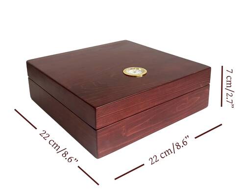 Mezmob Masif Yerli Sedir Ağacı Humidor Puro Kutusu Küçük Boy Analog - Defolu