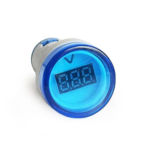 Mini Dijital Voltmetre 22MM AC 60-500V LED Mavi Işık