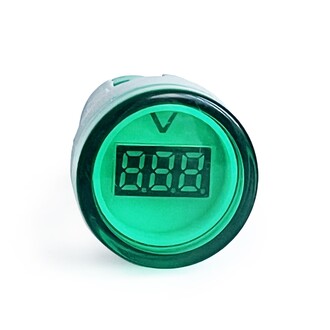 Mini Dijital Voltmetre 22MM AC 60-500V LED Yeşil Işık - Thumbnail