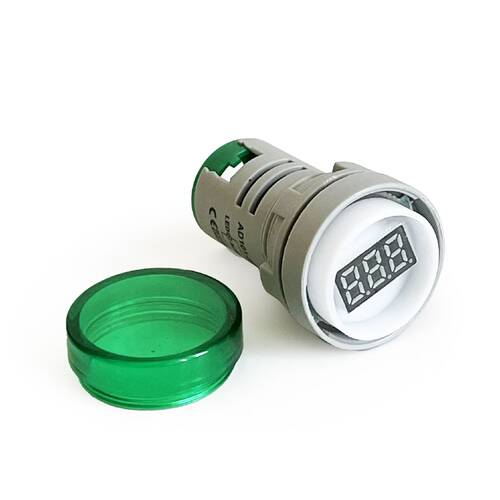 Mini Dijital Voltmetre 22MM AC 60-500V LED Yeşil Işık