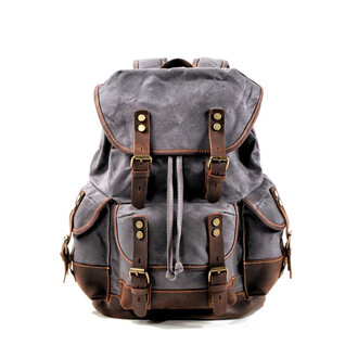 Muchuan - Muchuan Waterproof Waxed Canvas Backpack (Dark Grey)