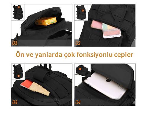 Protector Plus 40L Molle Taktik Çanta (Siyah)