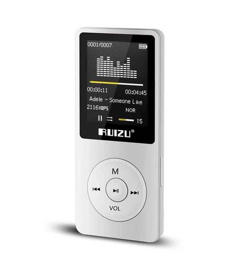 Ruizu X02 Ultra İnce MP3 Çalar 4GB FM Radyo Beyaz