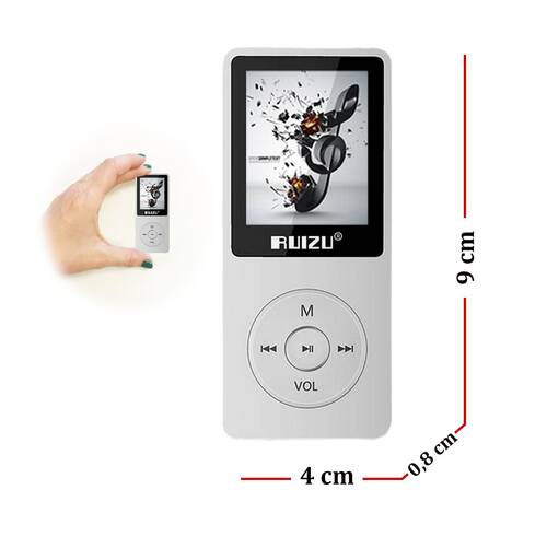 Ruizu X02 Ultra İnce MP3 Çalar 4GB FM Radyo Beyaz