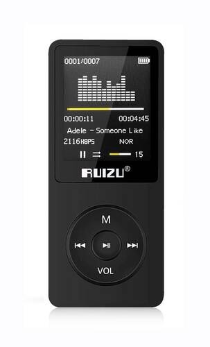 Ruizu X02 Ultra İnce MP3 Çalar 4GB FM Radyo Siyah