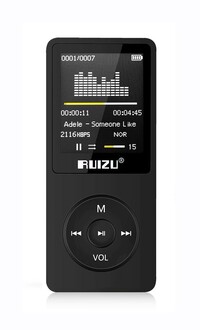 Ruizu X02 Ultra İnce MP3 Çalar 8GB FM Radyo Siyah - Thumbnail