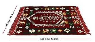 Shark Anadolu Seccade Kilim 10 Bordo - Thumbnail