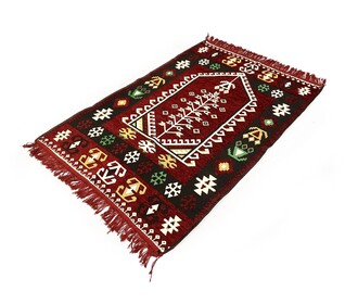 Shark Anadolu Seccade Kilim 10 Bordo - Thumbnail