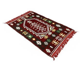 Shark Anadolu Seccade Kilim 10 Bordo - Thumbnail