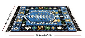 Shark Anadolu Seccade Kilim 11 Mavi - Thumbnail