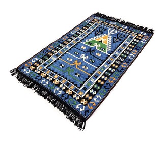 Shark Anadolu Seccade Kilim 12 Mavi - Thumbnail