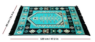 Shark Anadolu Seccade Kilim 12 Turkuaz - Thumbnail