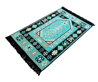 Shark Anadolu Seccade Kilim 12 Turkuaz - Thumbnail