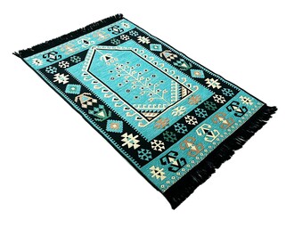 Shark Anadolu Seccade Kilim 12 Turkuaz - Thumbnail