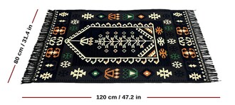 Shark Anadolu Seccade Kilim 17 Siyah - Thumbnail