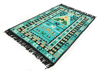 Shark Anadolu Seccade Kilim 6 Turkuaz - Thumbnail