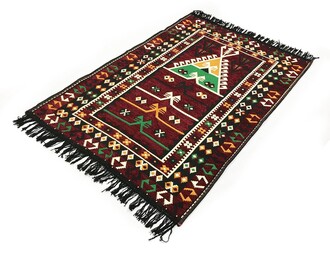 Shark Anadolu Seccade Kilim 7 Bordo - Thumbnail