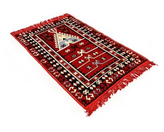 Shark Anadolu Seccade Kilim 9 Kırmızı – Mavi - Thumbnail