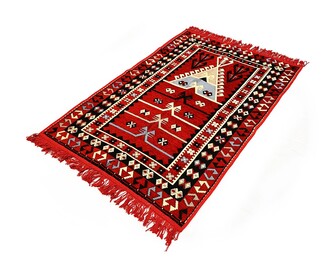 Shark Anadolu Seccade Kilim 9 Kırmızı – Mavi - Thumbnail