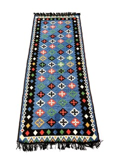 Shark Anatolia Katar Kilim Mavi 70x190 cm - Thumbnail