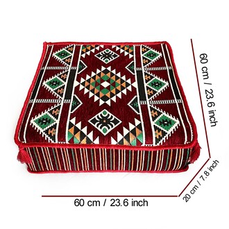 Shark Anatolia Şark Köşesi Masası Puf Kilim Bordo - Thumbnail