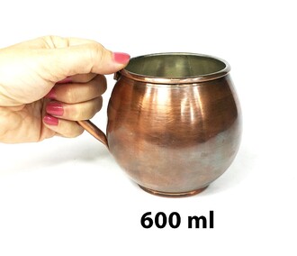 Shark Anatolia Terra Antik Bakır Kupa Bardak Mug Oksit - Thumbnail