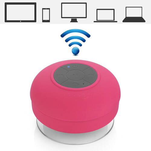 Su Geçirmez Mini Bluetooth Duş Hoparlörü (Pembe)