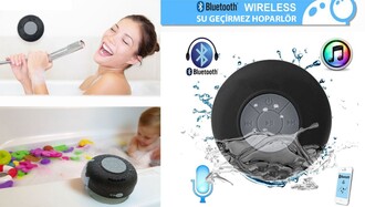 Su Geçirmez Mini Bluetooth Duş Hoparlörü (Siyah) - Thumbnail