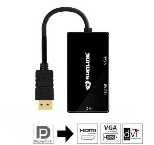 Sunline 170629 Mini DP-HDMI/VGA/DVI Dönüştürücü