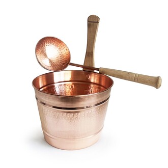 Hand Hammered Copper Sauna Bucket Set - Thumbnail