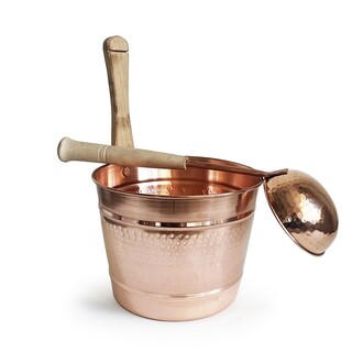 Hand Hammered Copper Sauna Bucket Set - Thumbnail