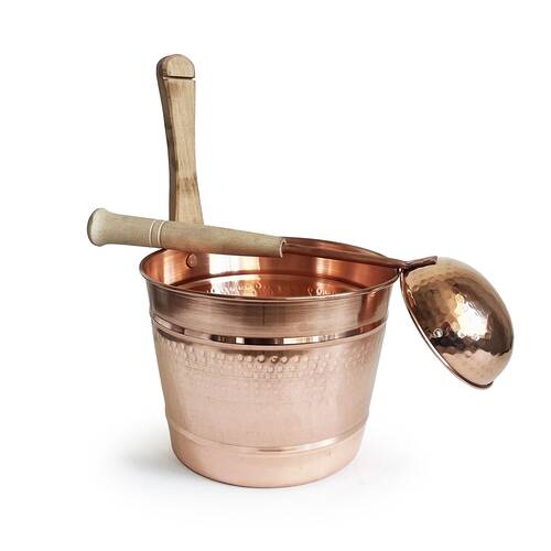 Hand Hammered Copper Sauna Bucket Set