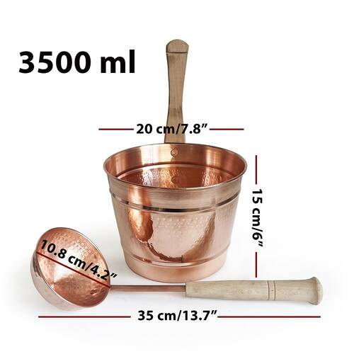 Hand Hammered Copper Sauna Bucket Set