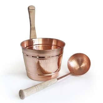 Hand Hammered Copper Sauna Bucket Set - Thumbnail