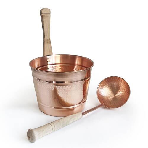 Hand Hammered Copper Sauna Bucket Set