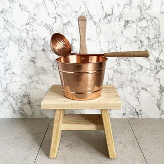 Hand Hammered Copper Sauna Bucket Set - Thumbnail