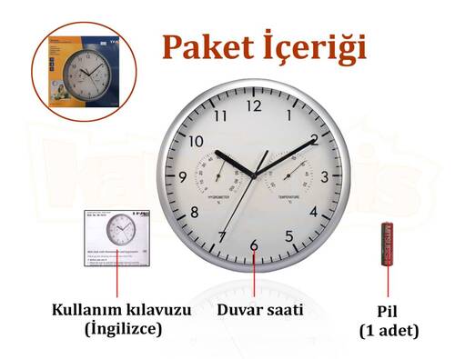 TFA Duvar Saati Termometre Nem Ölçer