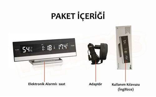 TFA Masaüstü Led Alarmlı Nem Ölçerli Saat Termometre 60.2011