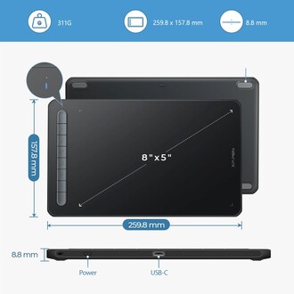 XP-Pen Deco MW Bluetooth Kablosuz Grafik Tablet Siyah - Thumbnail