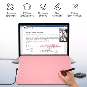 XP-Pen DECO01 V3 Grafik Tablet 16K 8 Kısayol Pembe - Thumbnail